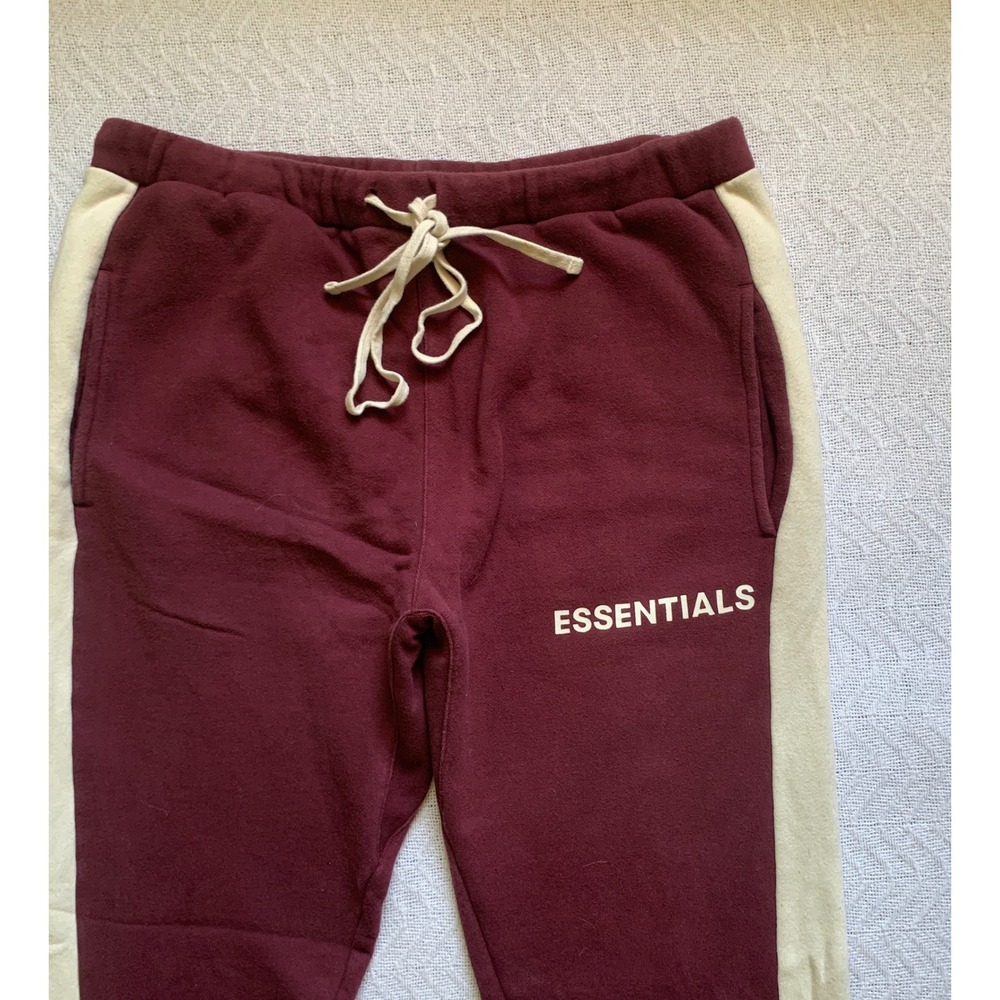 Fear Of God Essentials Burgundy Side Stripe Sweatpants Sz‎ L designer rare